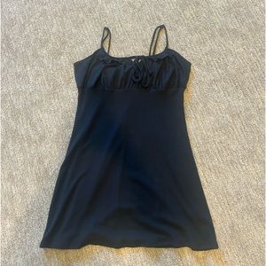 Blue Rain keyhole tie flowy mini dress